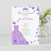Purple Butterflies Dress Photo 15 XV Quinceanera 招待状 (スタンド正面)
