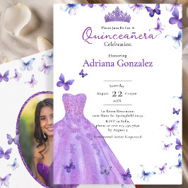 Purple Butterflies Dress Photo 15 XV Quinceanera 招待状