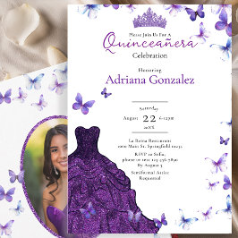 Purple Butterflies Dress Photo 15 XV Quinceanera 招待状