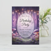 Purple Butterflies in Starlit Skies Birthday Party 招待状 (スタンド正面)