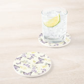 Purple Butterflies Lavender Floral コースター (側面)