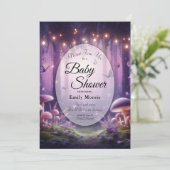 Purple Butterflies Starlit Skies Baby Shower 招待状 (スタンド正面)