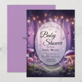Purple Butterflies Starlit Skies Baby Shower 招待状 (正面/裏面)