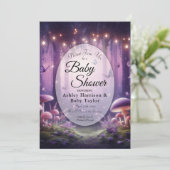 Purple Butterflies Starlit Skies Baby Shower 招待状 (スタンド正面)