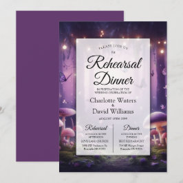 Purple Butterflies Starlit Skies Rehearsal Dinner 招待状