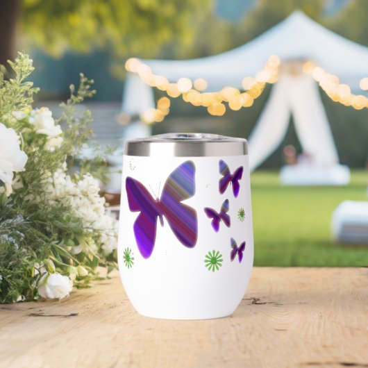 Purple Butterflies Water Bottle (ウェディング (回転後))