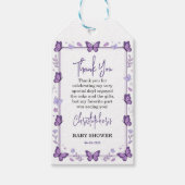 Purple Butterfly Baby Girl Baby Shower ギフトタグ (正面)