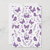 Purple Butterfly Baby Girl Baby Shower サンキューカード (裏面)