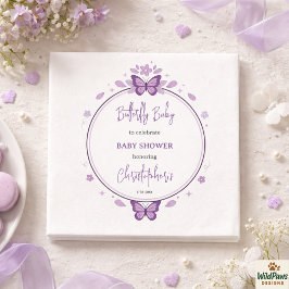 Purple Butterfly Baby Girl Baby Shower  スタンダードカクテルナプキン