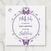 Purple Butterfly Baby Girl Baby Shower  フェイバータグ (正面)