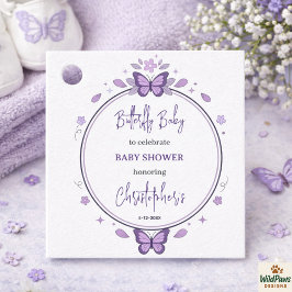 Purple Butterfly Baby Girl Baby Shower  フェイバータグ