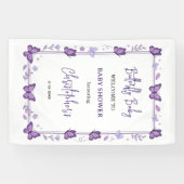 Purple Butterfly Baby Girl Baby Shower  横断幕 (横)