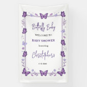 Purple Butterfly Baby Girl Baby Shower  横断幕 (縦)