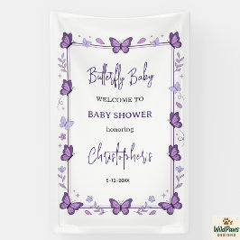 Purple Butterfly Baby Girl Baby Shower  横断幕