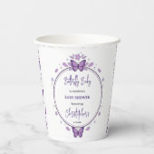 Purple Butterfly Baby Girl Baby Shower  紙コップ (裏面)
