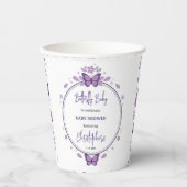 Purple Butterfly Baby Girl Baby Shower  紙コップ (正面)
