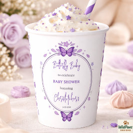 Purple Butterfly Baby Girl Baby Shower  紙コップ