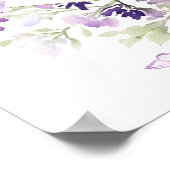 Purple butterfly baby shower welcome sign ポスター (角)