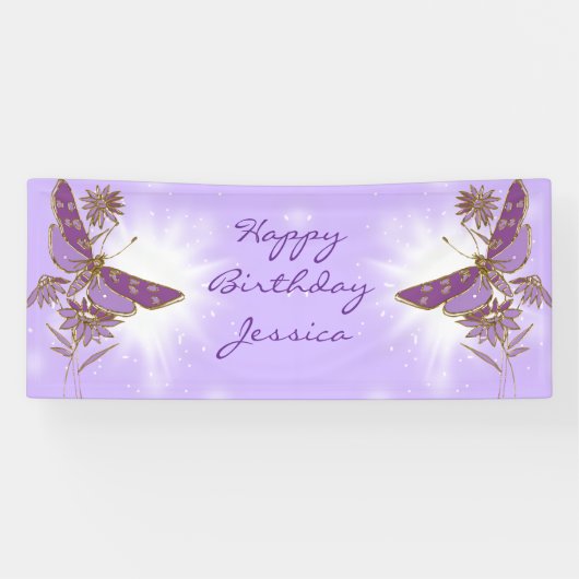 Purple Butterfly Birthday 横断幕 (横)
