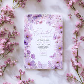 Purple Butterfly Floral Baby Shower Enchanted 招待状