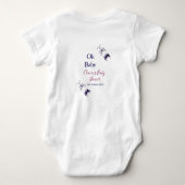 Purple butterfly pink baby shower oh baby modern ベビーボディスーツ (裏面)