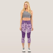 Purple Butterfly with Floral Pattern カプリレギンス (正面)