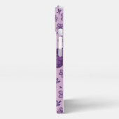 Purple Butterfly with Floral Phone Case Design iPhoneケース (左側面)