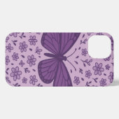 Purple Butterfly with Floral Phone Case Design iPhoneケース (裏面横)
