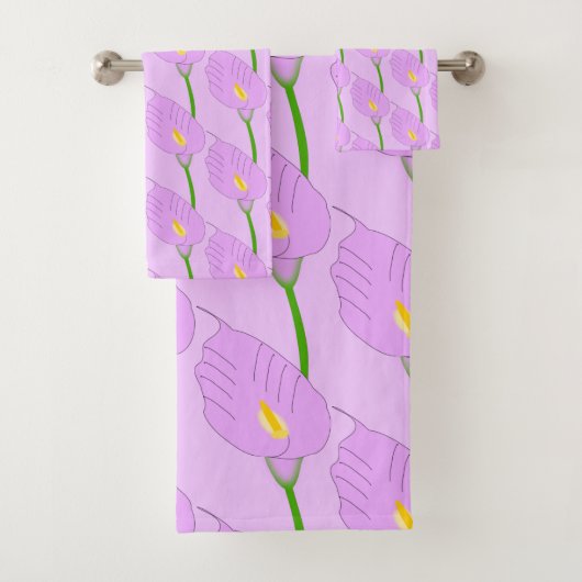Purple Cala Lily Design バスタオルセット (インサイチュ)