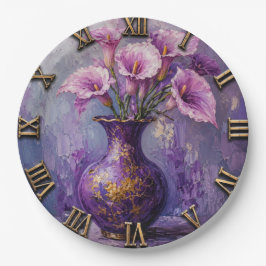 Purple Calla Lily Elegant Floral Art Decor ペーパープレート