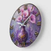 Purple Calla Lily Elegant Floral Art Decor ラージ壁時計 (傾斜)