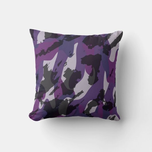 Purple Camo Abstract クッション (正面)