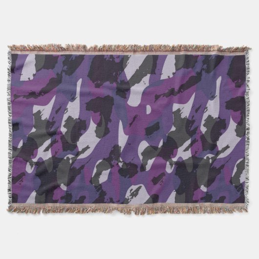 Purple Camo Abstract スローブランケット (正面)
