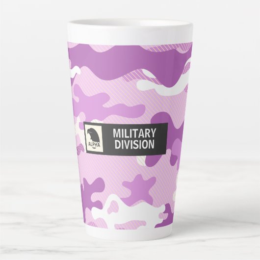 Purple Camouflage Pattern カフェラテマグ (正面)