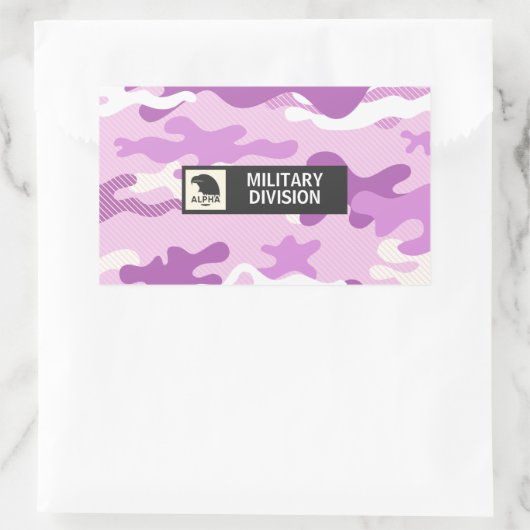 Purple Camouflage Pattern 長方形シール (バッグ)
