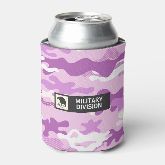 Purple Camouflage Pattern Beverage Insulator 缶クーラー (缶正面)