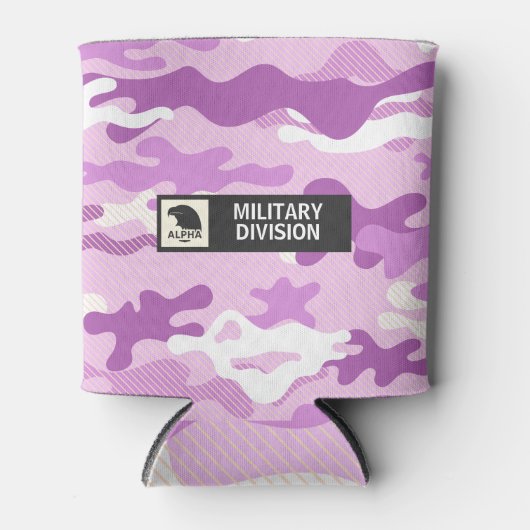 Purple Camouflage Pattern Beverage Insulator 缶クーラー (正面)