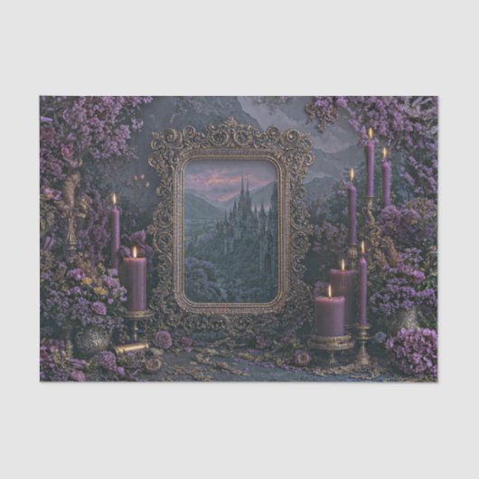 Purple Candle Ornate Gold Mirror Fantasy Castle 薄葉紙 (正面)