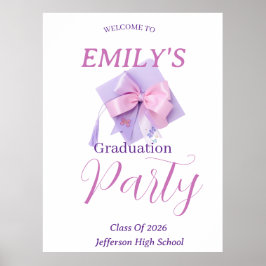 Purple Cap Graduation Party Sign Poster  ポスター
