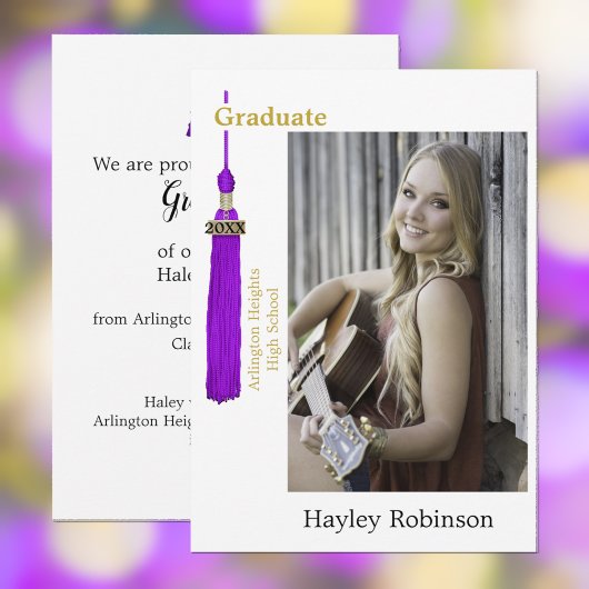 Purple Cap Graduation Photo  案内状