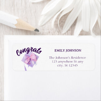 Purple Cap Modern Return Address Labels ラベル