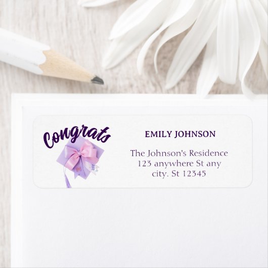 Purple Cap Modern Return Address Labels ラベル (インサイチュ)
