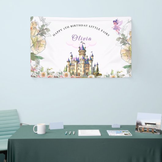 Purple Castle Fairytale Birthday Theme with Fairy 横断幕 (トレードショー)