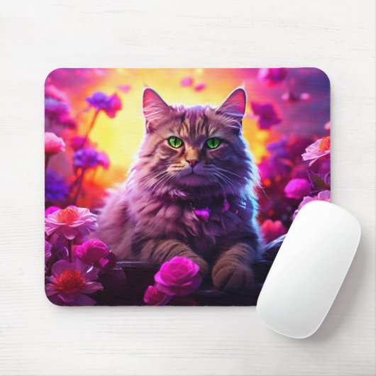 Purple Cat Mouse Pad – Perfect Gift for Cat Lovers マウスパッド (マウス)