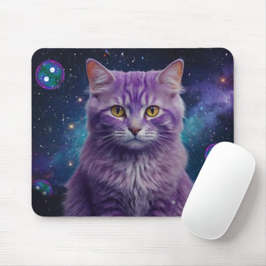 Purple Cat Mouse Pad – Perfect Gift for Cat Lovers マウスパッド (マウス)