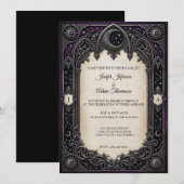 Purple Celestial Gothic Wedding Invitation 招待状 (正面/裏面)