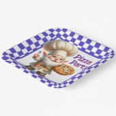 Purple Check Pizza Party ペーパープレート (傾斜あり)