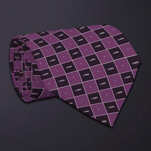 Purple Checkerboard Logo Pattern ネクタイ