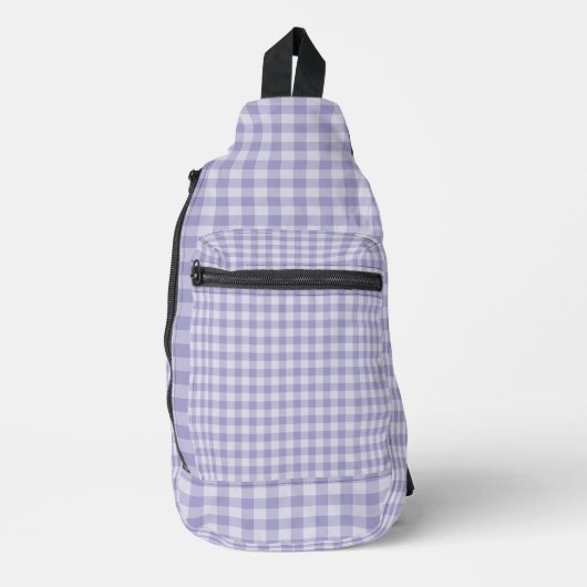 Purple Checkerboard Pattern スリングバッグ (正面)