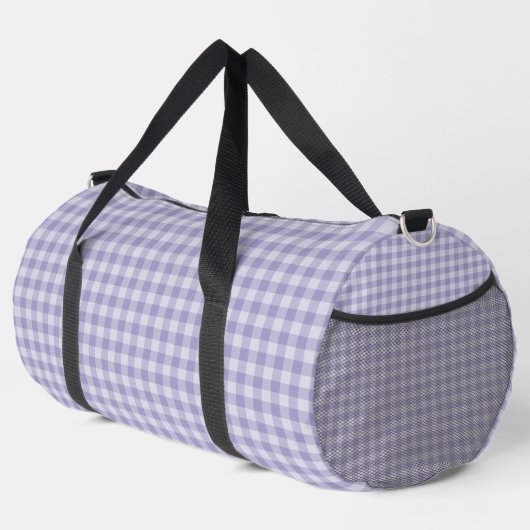 Purple Checkerboard Pattern Large ダッフルバッグ (右コーナー)